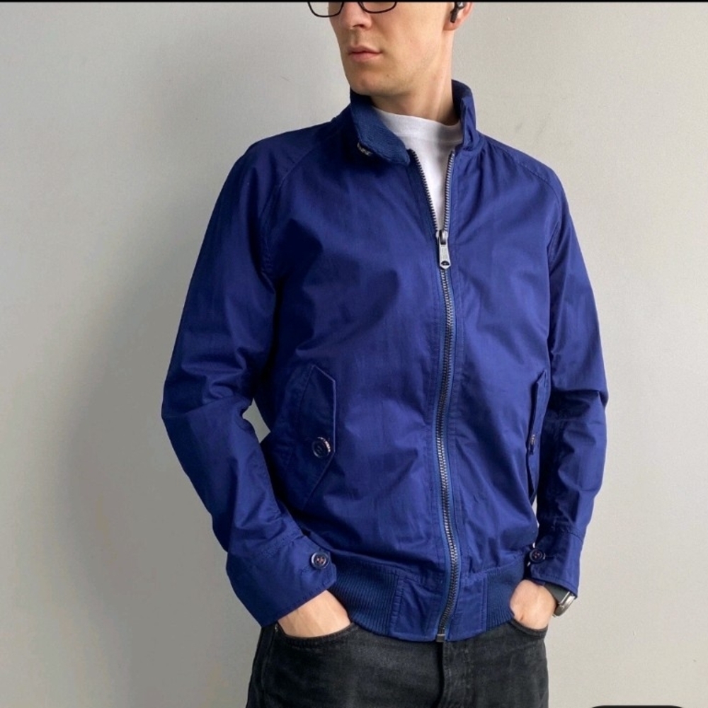Superdry Men's Iconic Navy Burbank Harrington Jacket